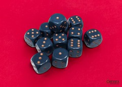 D6 16mm 12-Dice Block CHX25626 - Opaque Dusty Blue/Copper